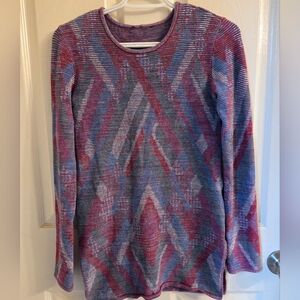 Cozy Fleece Geometric Aztec Pattern Long Sleeve Top